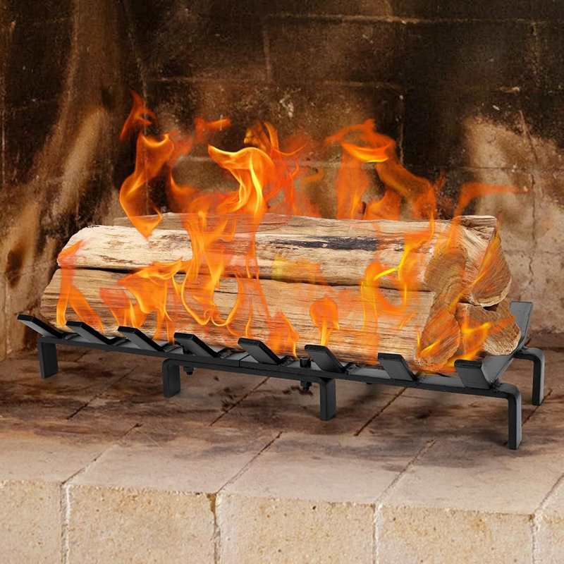 Grille pour foyer 24 po avec support Ember - Support à bois massif pour foyer intérieur et poêle à bois