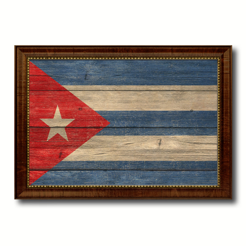 Impression sur toile, "cuba country", H 15 po x l 21 po x P 1 po, Encadrement brun