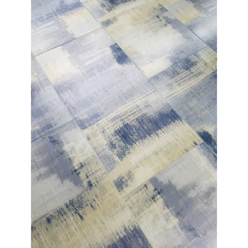 Nature 8 in. x 16 in. Look Glass Straight Edge Large Format Subway Decorative Kitchen & Bathroom Wall Tile, Cement Blue Matte