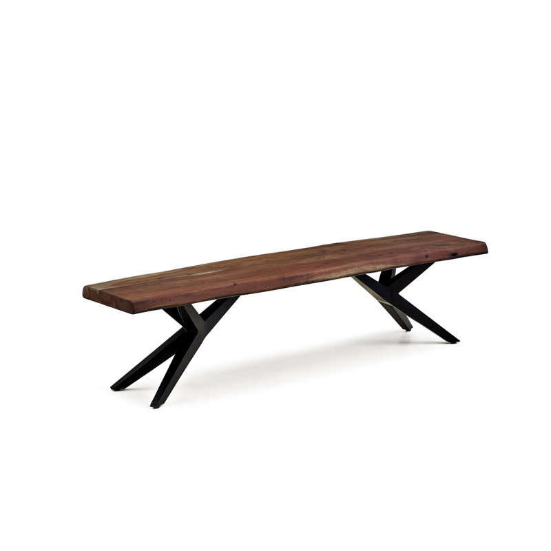 Sasheer Dining Bench With Wood Top And Iron Base