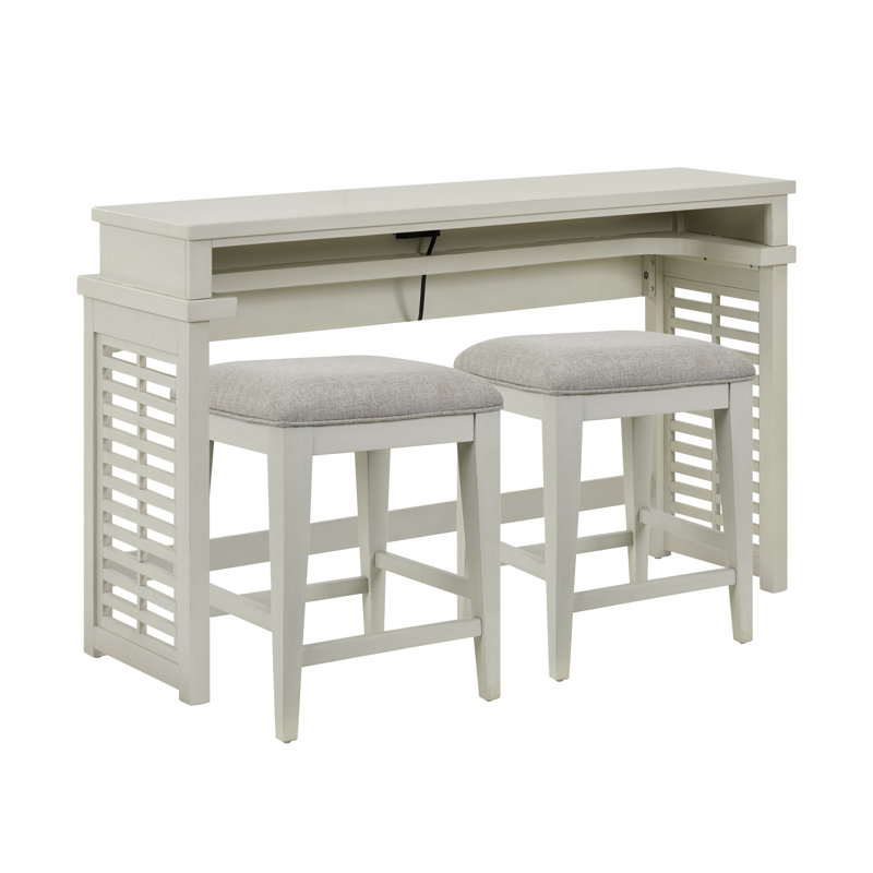 Aelia 3 Piece Sofa Table Set W/ 2 Upholstered Stools