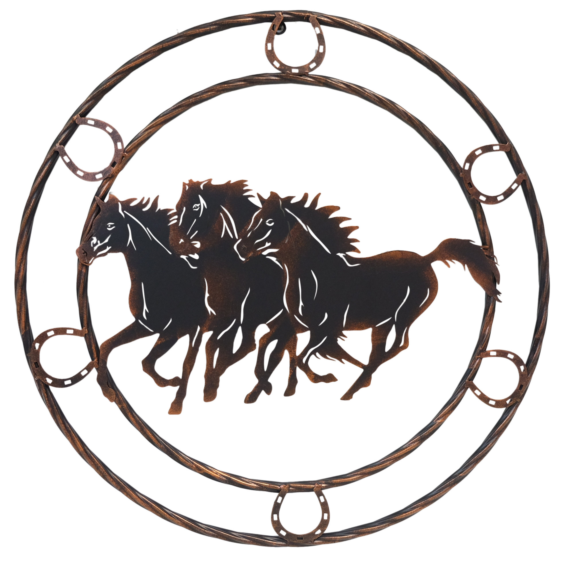 Horse Shoe with Horse Silhouette Metal Decor – R Squared Customs