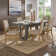 Cipolla 72" Wood Finish Rectangular Dining Set - 7-Piece, Dining Table, Beige Fabric Arm Chairs And Side Chairs