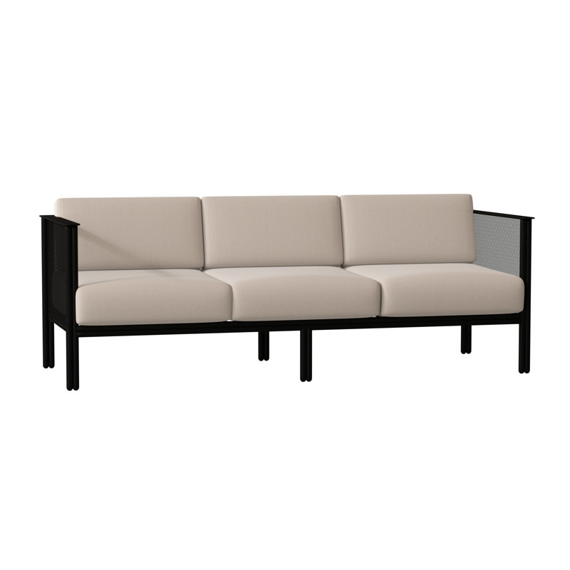 Canapé de patio Jax, Noir texturé, Lin beige antique Sunbrella®