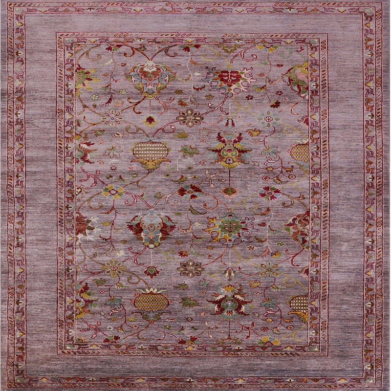 Tapis brun à motif oriental, Carré 7 pi
