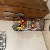 Under Sink Organizers and Storage Hanging Fruit Basket Inside Cabinet Metal  Wire 3 Tier Organizer Kitchen Fruit Produce Bin Rack Baskets Fruit Stand  Produce Sto…