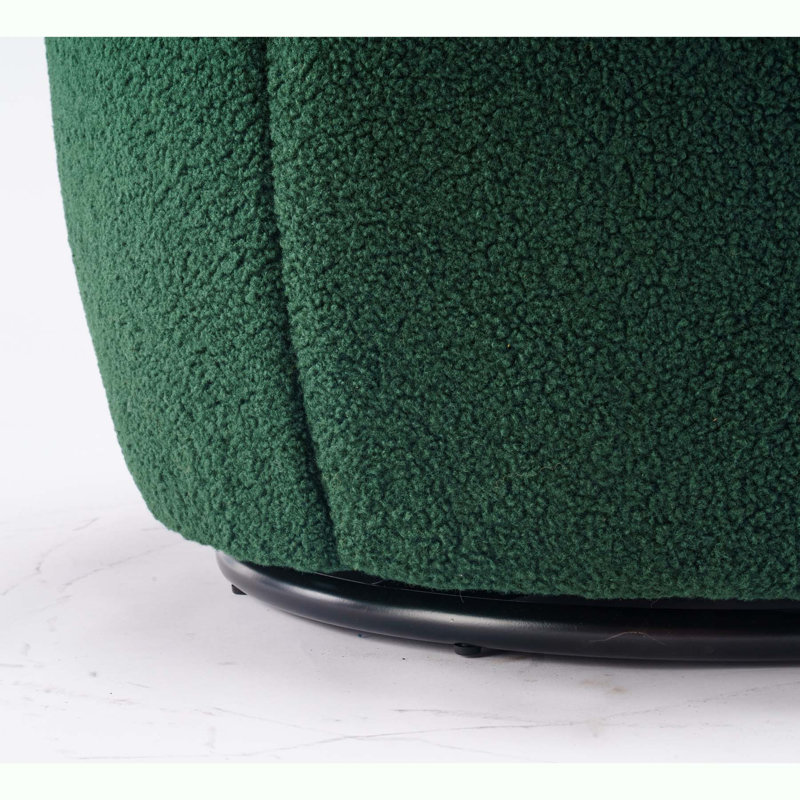 Swivel Accent Armchair Barrel Chair With Powder Coating Metal Ring, Teddy Green