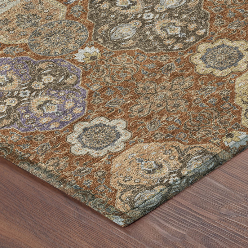Tapis lavable à la machine intérieur / extérieur ACN2484, 3 pi x 5 pi, Paprika