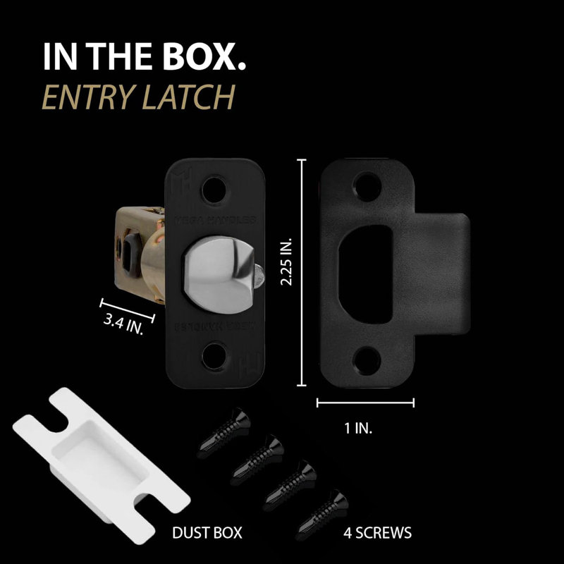 Mega Handles 2-Way Adjustable Entry Round Door Latch | Universal for Half Moon Spindles, Strike Included, Left & Right-Handed Compatibility