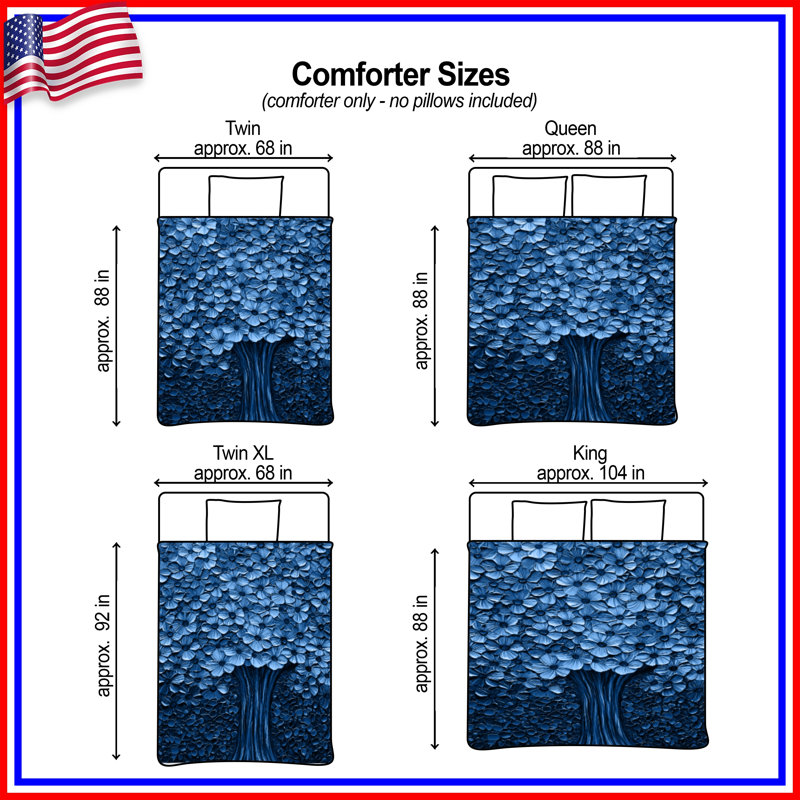 Blue Flower Tree Comforter, Twin Extra Long