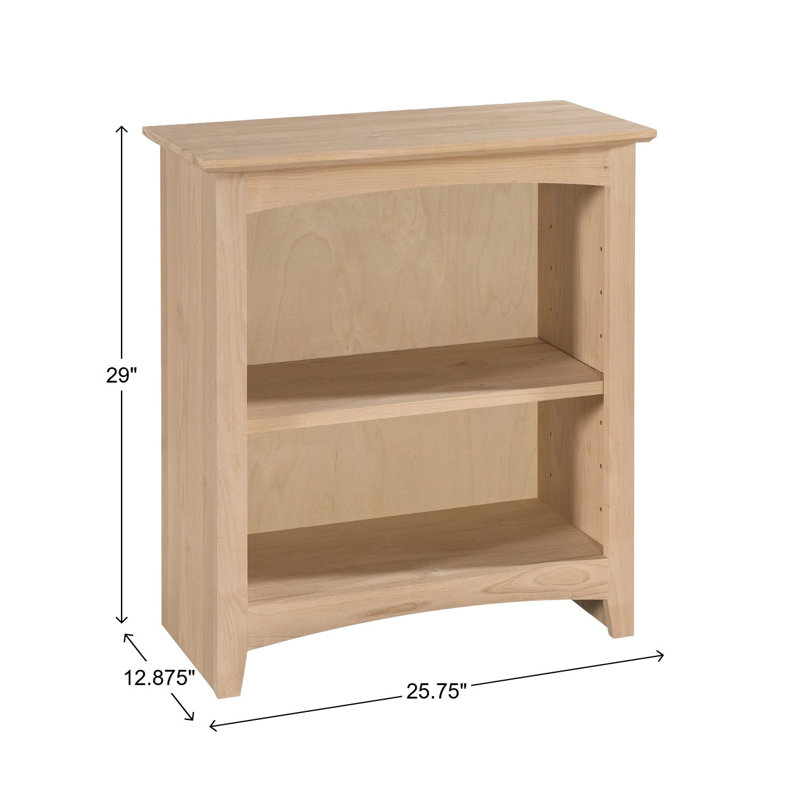 Bibliothèque classique Malani, (2 Shelves) 29"H x 25.75"W x 12.875"D, Unfinished