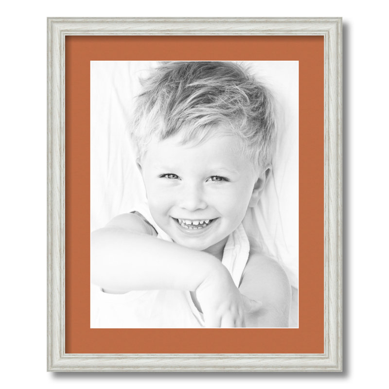 Wood Matte Picture Frame with Mat, Red Orange