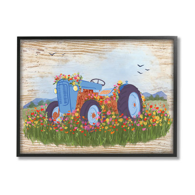 «Farmhouse Tractor Floral», estampe numérique par Be Ni La