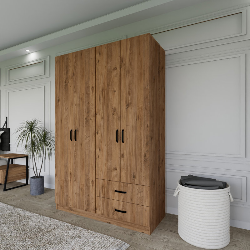 Armoire moderne avec finition en pin atlantique, 47,2 po x 70,9 po x 17,7 po | 100% panneau de particules enduit de mélamine, épaisseur: 0,7 pouce | Solution de rangement élégante et fonctionnelle, facile à assembler, parfaite pour toute chambre à coucher