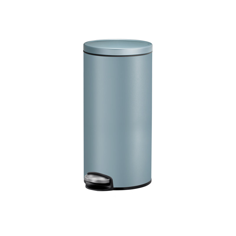 Eva Steel Step On Kitchen Trash Can, Titanium Blue, 30 L
