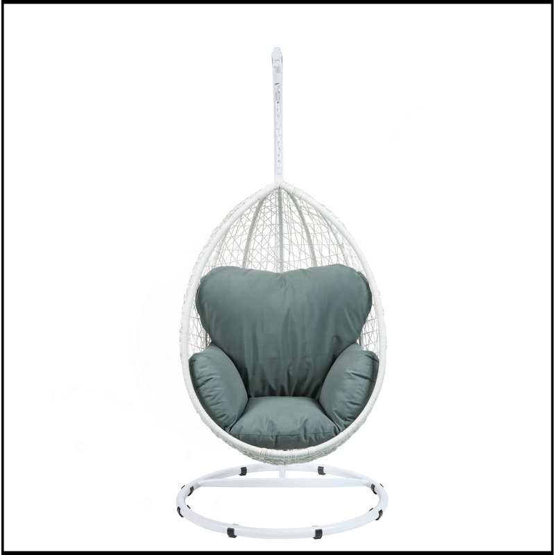 Fauteuil suspendu Simona, Coussin vert / cadre blanc
