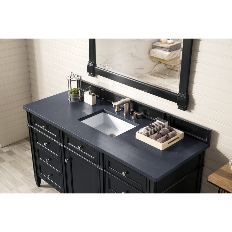 Brittany 60'' W Single Vanity, Charcoal Soapstone, Smokey Celadon, 8" Widespread