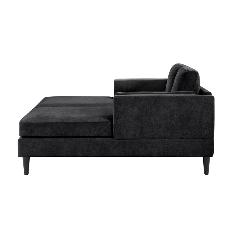 Canapé-lit noir moderne 53,5 po avec accoudoirs double couche pour le salon, Black