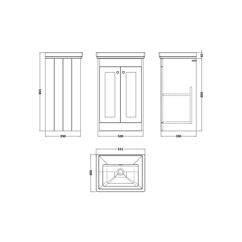 Ashwick 531 mm Bathroom Vanity, Satin White