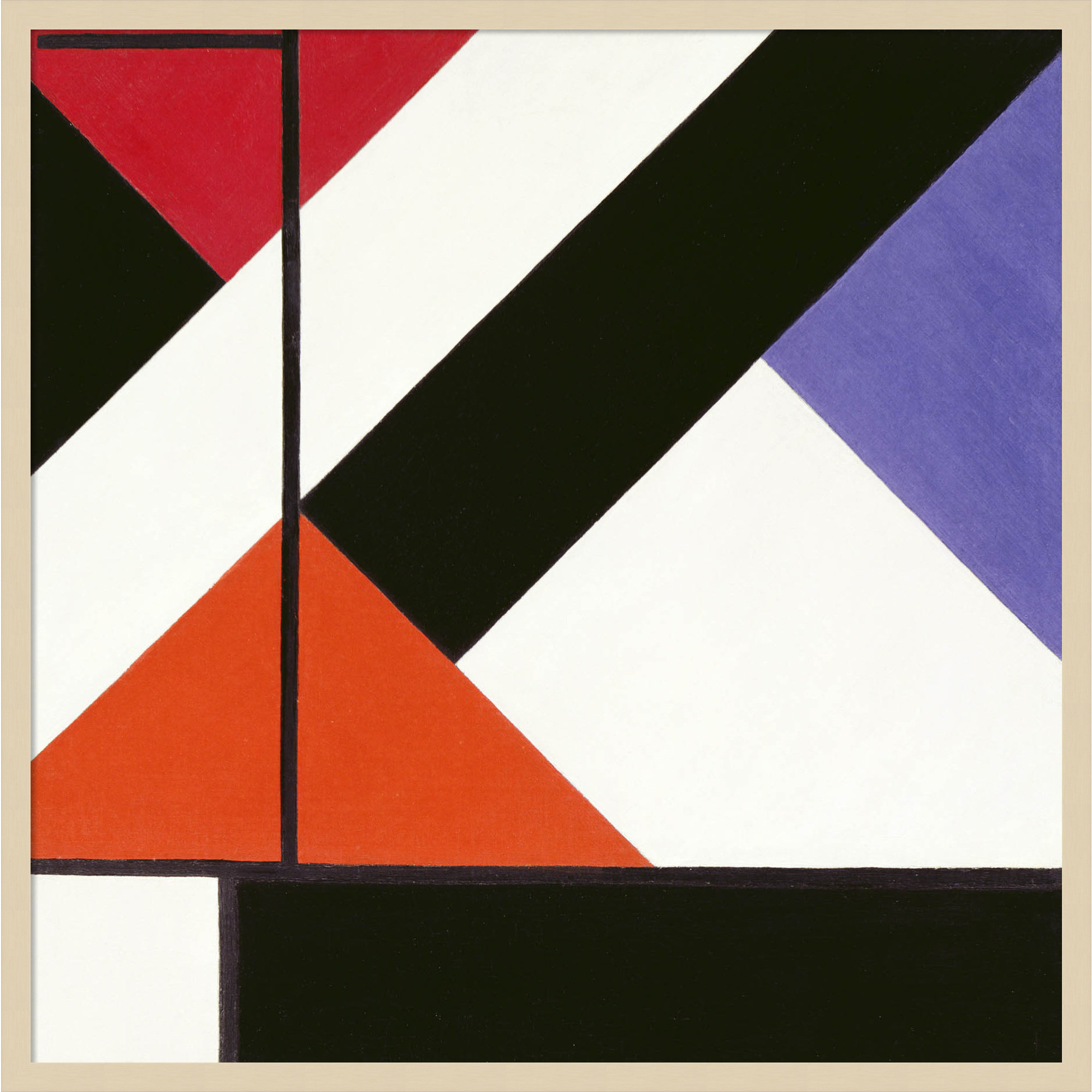 Simultaneous Counter Composition by Theo Van Doesburg, 33" H x 33" W, Brown Framed