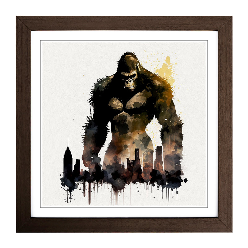 King Kong Watercolour No.1 - Framed Print, Walnut