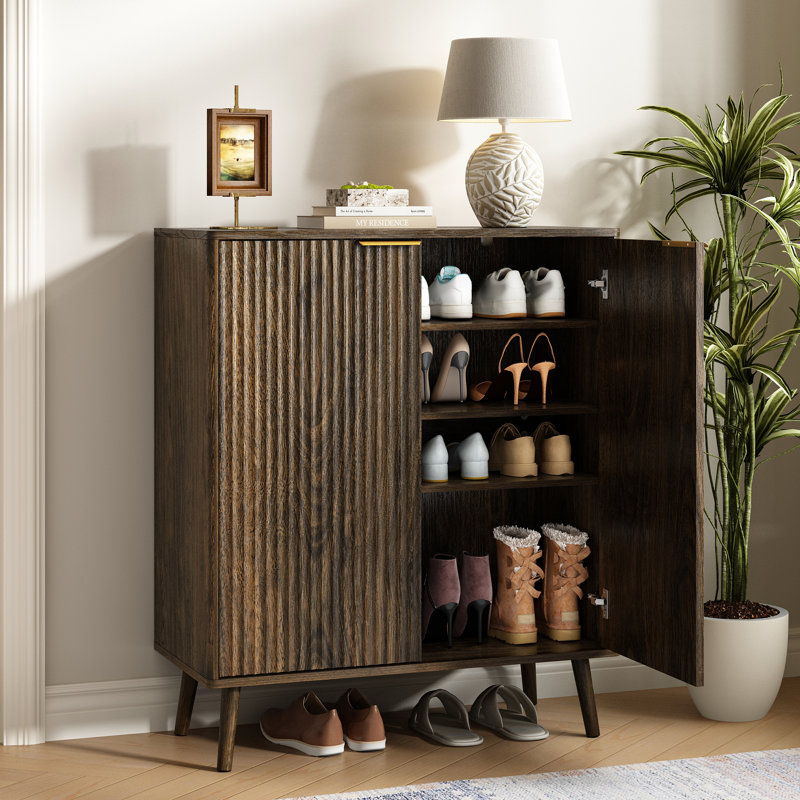 Camilo 24 Pair Shoe Storage Cabinet for Entryway with Doors and Adjustable Shelves,Shoe Organizer, Black