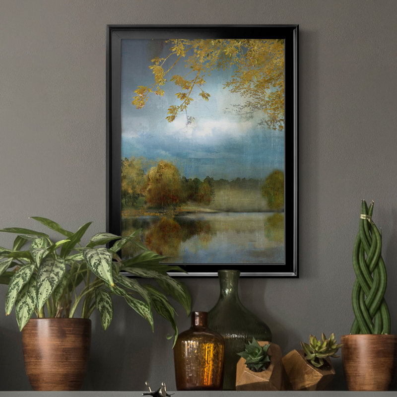 Golden Leaves - Peinture sur toile encadrée, Noir, H 22,5 po x l 30,5 po x P 1,5 po