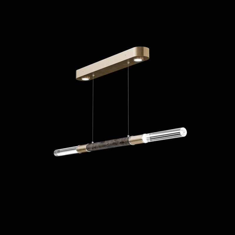 Antonia 62"W Linear Pendant, Nickel/Gold Leaf/Charcoal