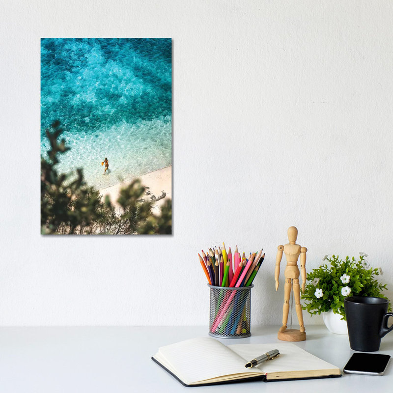 Lone Bikini Swimmer On Tropical Beach by James Vodicka - Wrapped Canvas Gallery-Wrapped Canvas Giclée, 30.48cm H x 20.32cm W