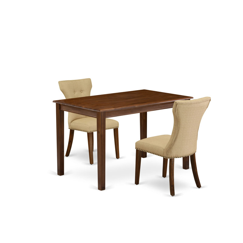 L'ensemble de salle à manger 3 pièces comprend une table rectangulaire et 2 chaises Parson - finition noyer antique