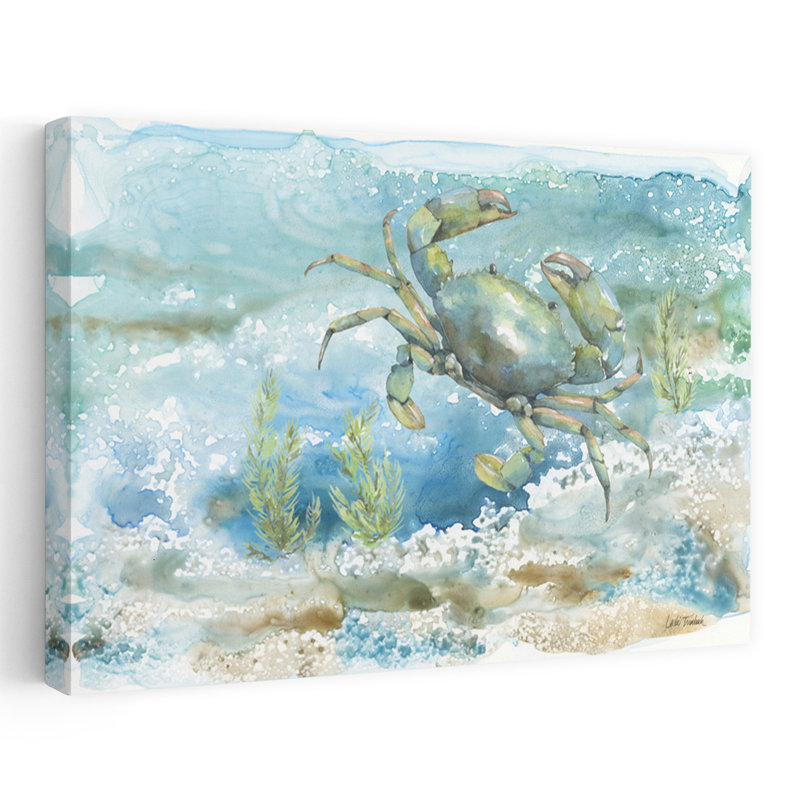 Under Sea Life III Animal côtier bleu bleu crabe brun côtier, H 36 po x l 24 po