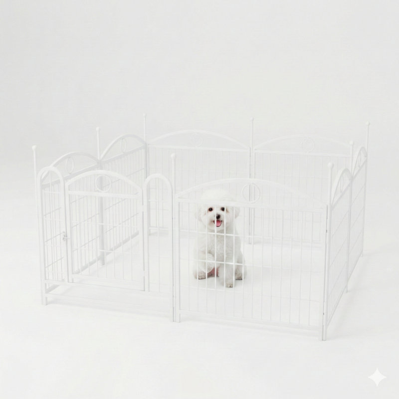Enclos pour animaux d'intérieur ou d'extérieur en métal, 24 pouces de hauteur, 8 panneaux avec portes, construction robuste pour petits et grands chiens, pliable pour un rangement facile