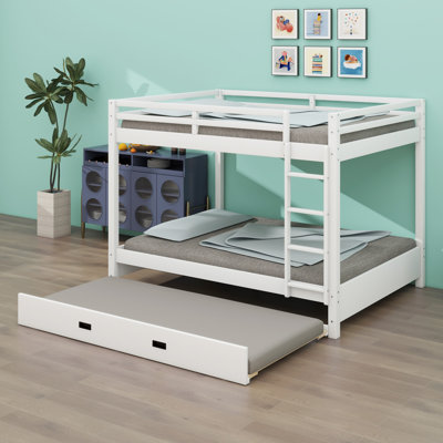 Wood Bunk Bed With Ladder And Trundle