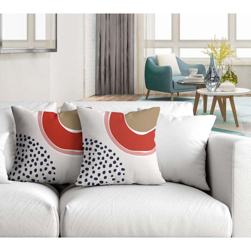 Jeté carré en polyester / mélange de polyester intérieur / extérieur, L 15 po x H 15 po, Rouge