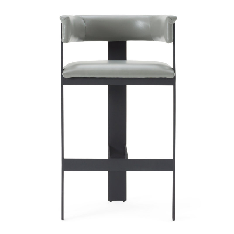 Ferol - Similicuir gris moderne + tabouret de bar noir
