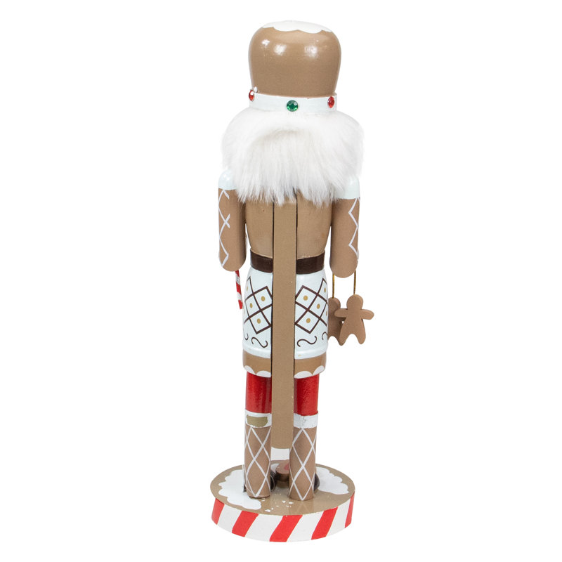 Casse-noisette de Noël en pain d'épice 14 po beige et rouge
