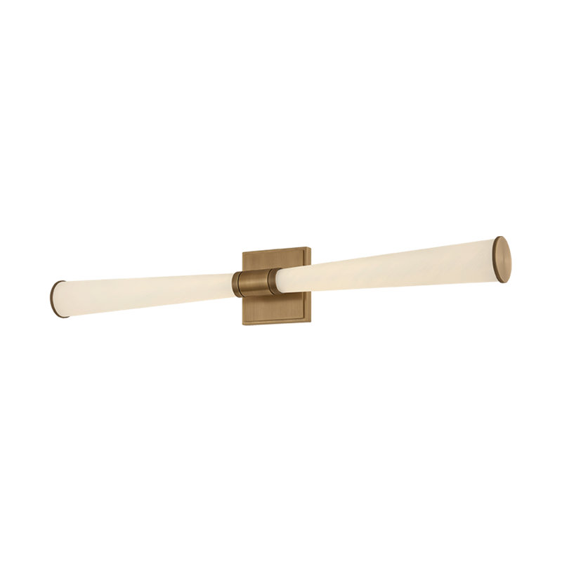 2 - Light LED Vanity Light, 28.5" H x 4.25" W x 3.25" D, Matte Cloud / Patina Brass, 13