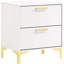 Chambre à coucher 2 Table de chevet en blanc et or - Rangement spacieux, conception, joints intégrés pour utilisation 2 tiroirs, apparence-2092332549