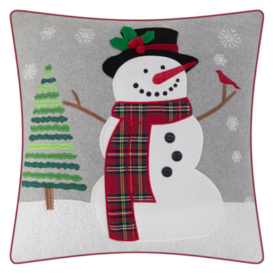 Housse de coussin décoratif bonhomme de neige 18 x 18 po