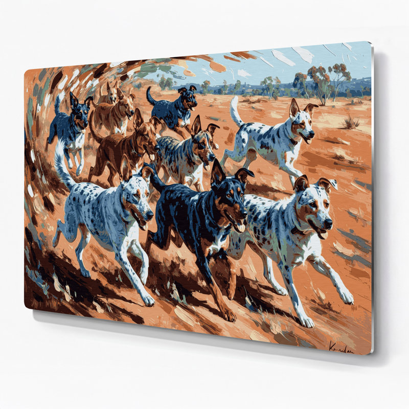 «Dogs Koolie», art mural en métal brun, H 11 po x l 14 po
