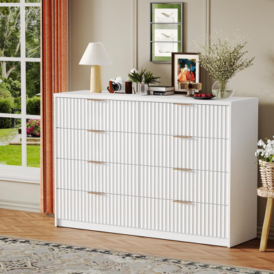 Commode cannelée 8/9 tiroirs avec poignée en métal, commode moderne pour chambre à coucher et salon