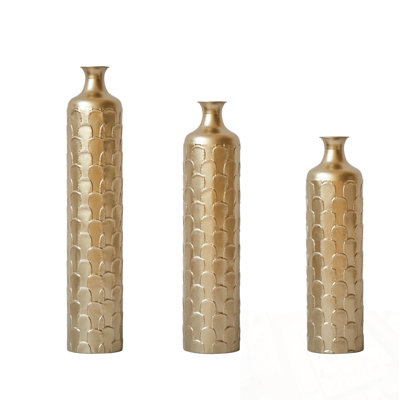 Floor Metal Vases Decorated Metal vases Set of 3