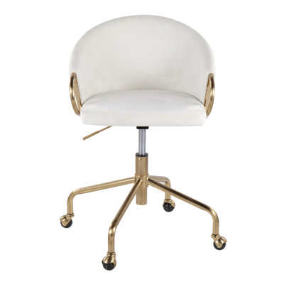 Task Chair In Gold Metal And Cream Velvet