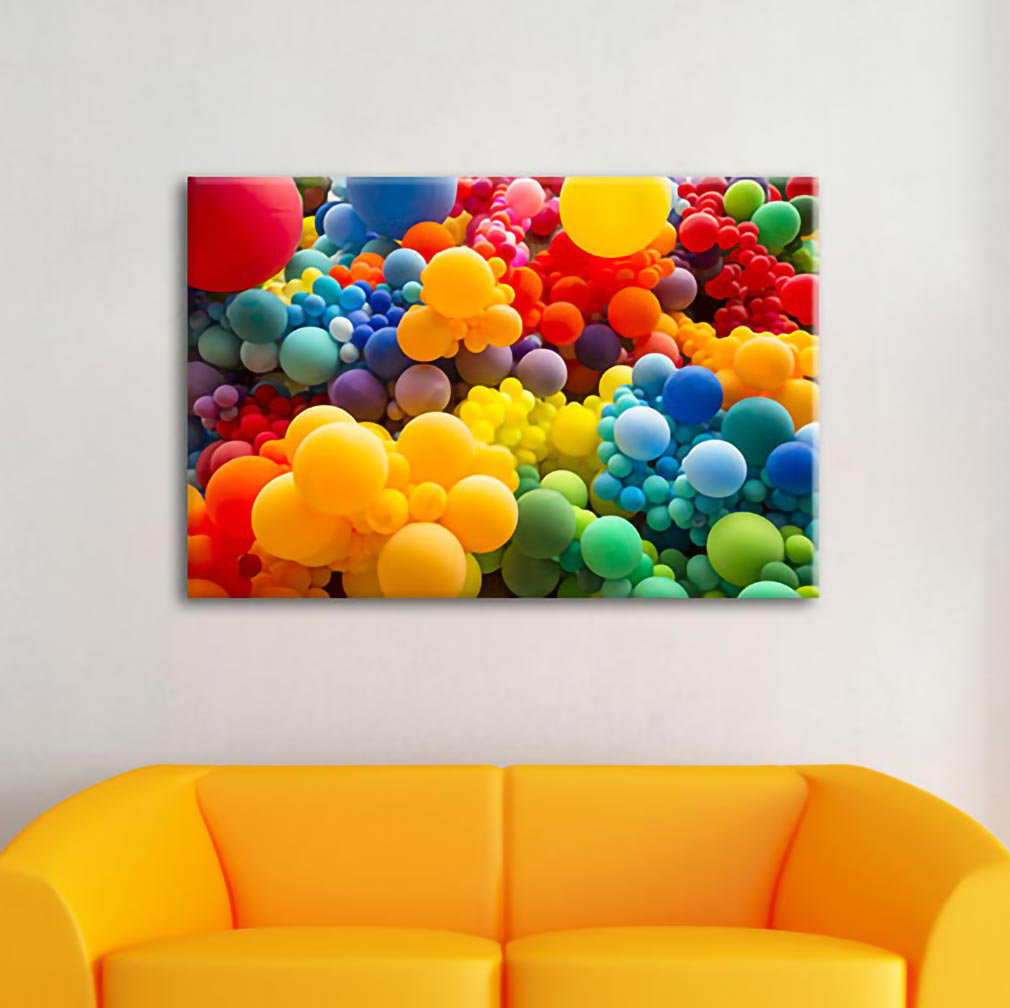 Leinwandbild Hunderte von bunten Luftballons