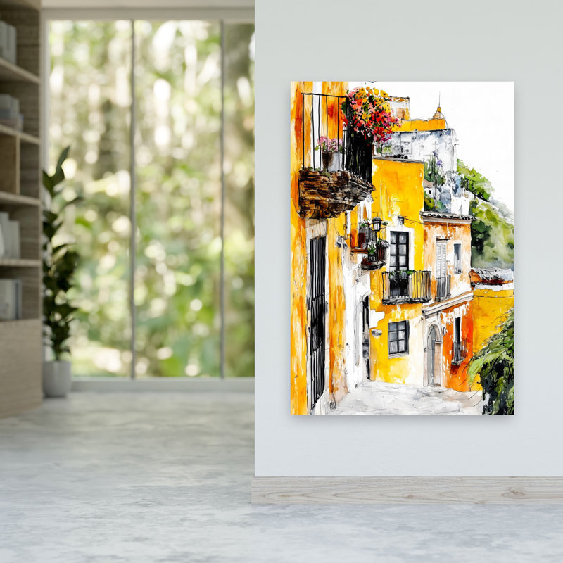Art de la ville de la vieille ville colorée, 60" H x 40" W