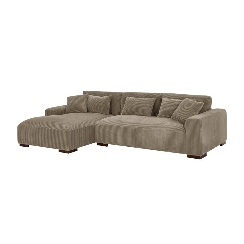 Asyiah Upholstered L-Shaped Sectional, Camel Corduroy, Left Hand Facing