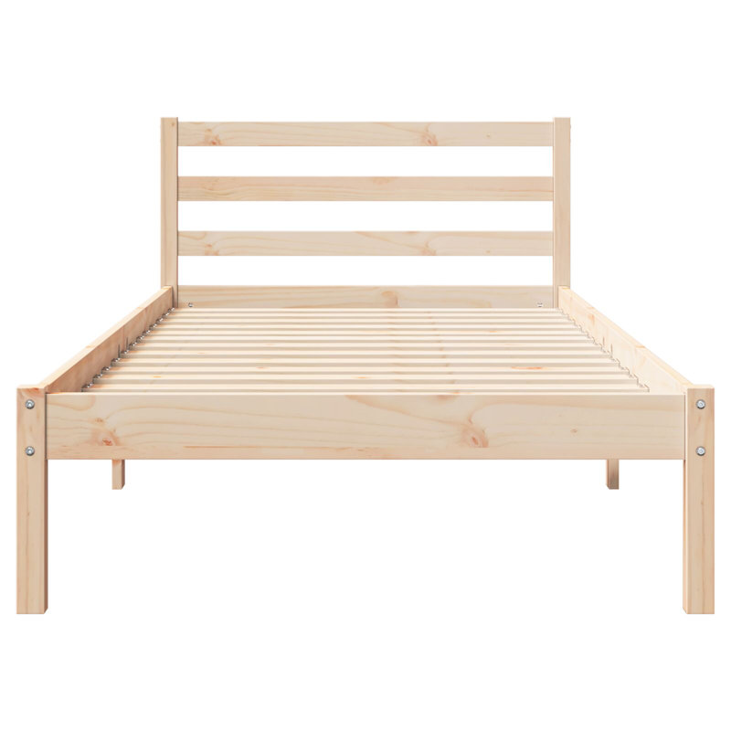 Bed Frame With Headboard Solid Wood Pine, Natural, 80 x 200cm