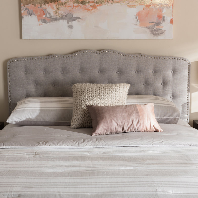 Ashlin Modern And Contemporary Grey/Beige Fabric Headboard, Greyish Beige, Queen