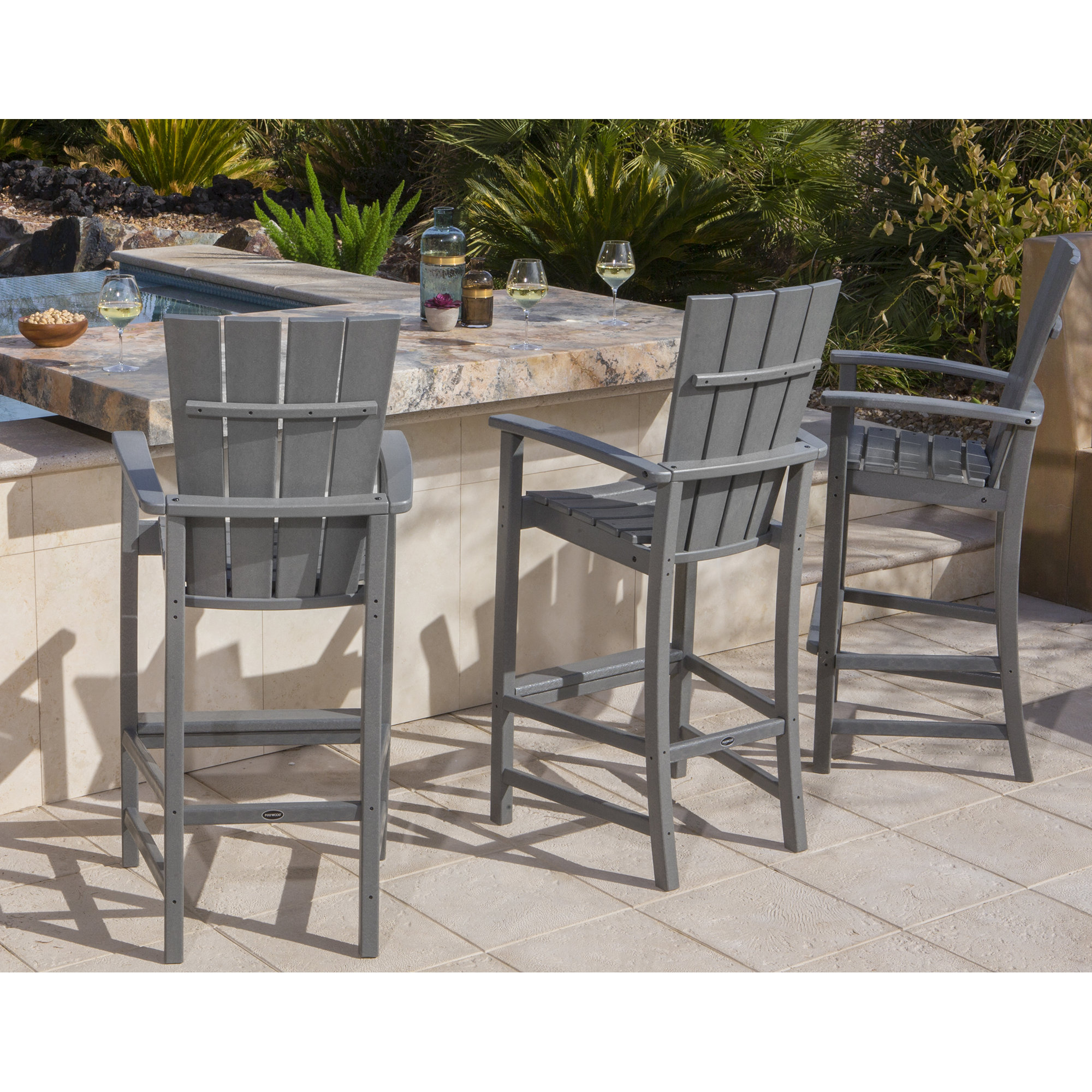 POLYWOOD Quattro Bar Set, Slate Gray