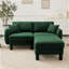 Convertible L Shape Sectional 3 - Seater Sofa Couch With Distinctive Shell - Shaped Armrests, Removable Ottoman And Cylindrical Legs For Versatile Living Spaces-2097796224-2097796227